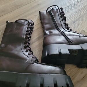 Free People Brown Chunky Heeled Boots